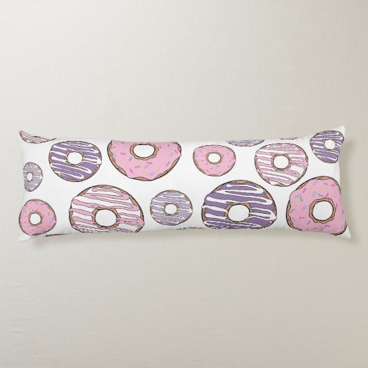Coussins Longs Motif De Donuts, Donuts Roses, Donuts Violets (Dos)