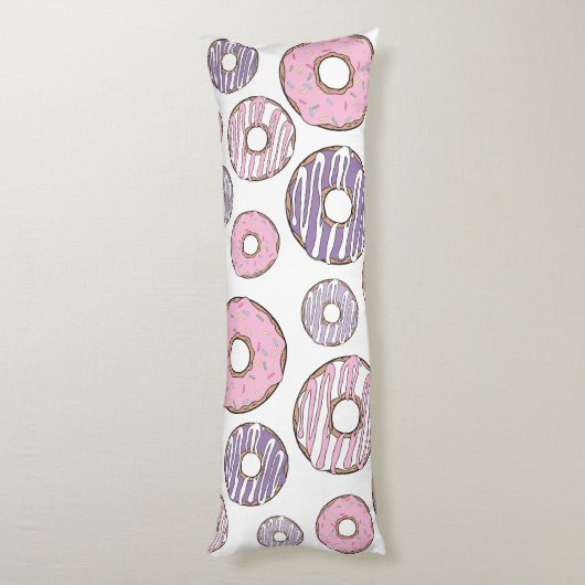 Coussins Longs Motif De Donuts, Donuts Roses, Donuts Violets (Dos (Vertical))