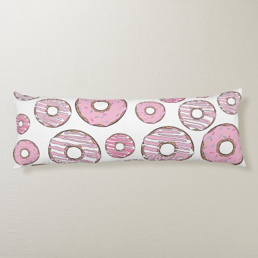 Coussins Longs Motif De Donuts, Donuts Roses, Saupoudrages (Dos)