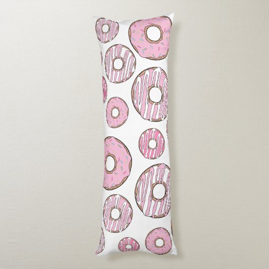 Coussins Longs Motif De Donuts, Donuts Roses, Saupoudrages (Dos (Vertical))