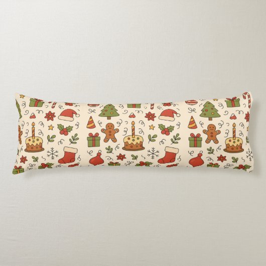 Coussins Longs Motif de doodle de Noël joyeux (Devant)