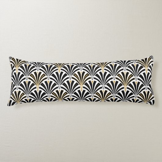 Coussins Longs Motif de fan d'art déco - noir et blanc (Devant)
