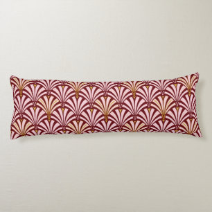 Coussins Longs Motif de fan d'art déco - rose et Bourgogne