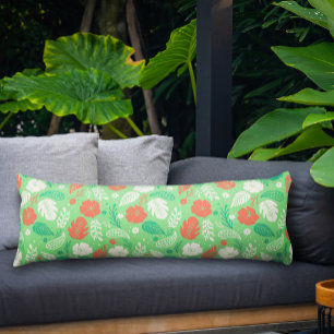 Coussins Longs Motif de feuillage vert et orange