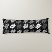 Coussins Longs Motif de feuille aînée noir blanc gris (Dos)