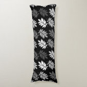 Coussins Longs Motif de feuille aînée noir blanc gris (Devant (Vertical))