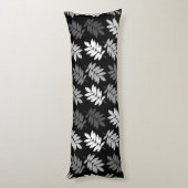 Coussins Longs Motif de feuille aînée noir blanc gris (Dos (Vertical))