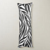 Coussins Longs motif de feuilles à l'aquarelle noir et blanc (Dos (Vertical))