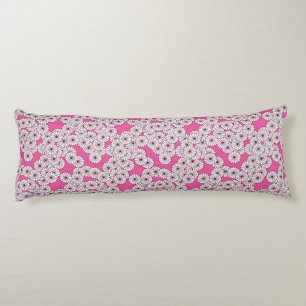 Coussins Longs Motif de fleur Art Déco - blanc sur rose