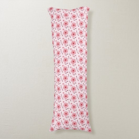Coussins Longs Motif de fleur de cerisier rose (Devant (Vertical))