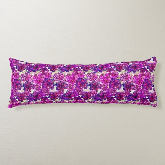 Coussins Longs Motif de fleurs abstrait de rose et de pourpre (Devant)