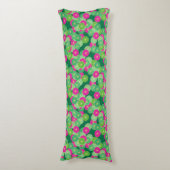 Coussins Longs Motif de fleurs Art Déco - tons verts, fuchsia (Devant (Vertical))