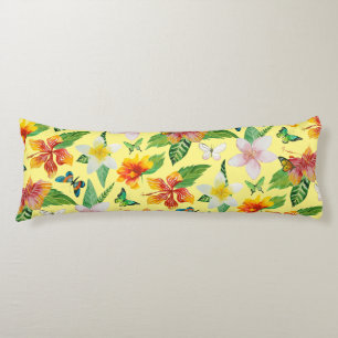 Coussins Longs Motif de fleurs et papillons tropicaux