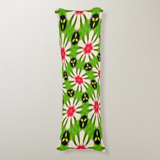 Coussins Longs Motif de fleurs rose et blanche (Devant (Vertical))