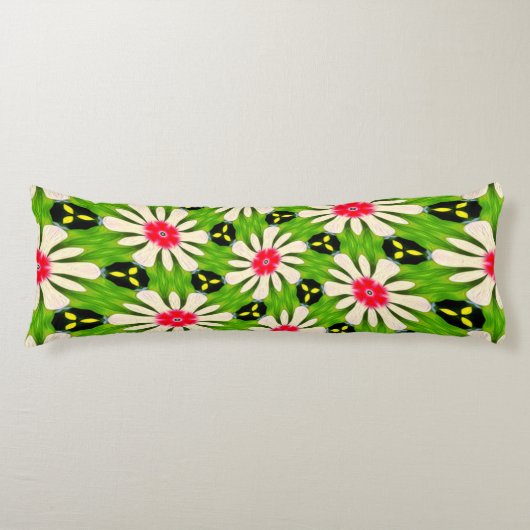 Coussins Longs Motif de fleurs rose et blanche (Devant)