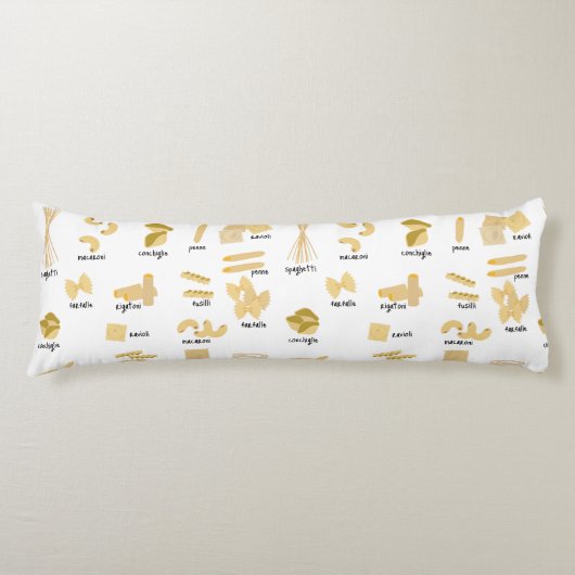 Coussins Longs Motif de formes et noms de pâtes italiennes (Devant)