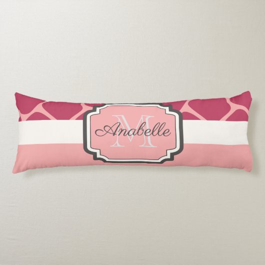 Coussins Longs Motif de girafe rose (Devant)