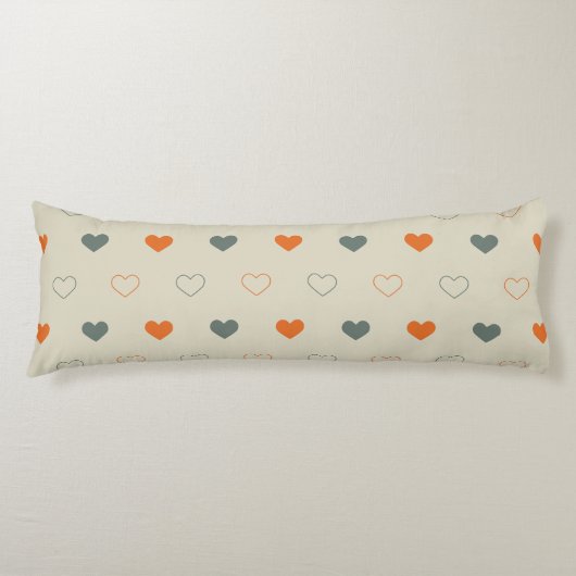 Coussins Longs Motif de grille de cœurs orange et vert (Devant)