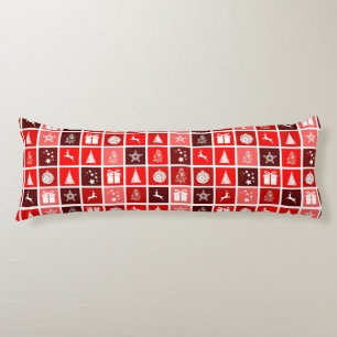 Coussins Longs Motif de grille de Noël rouge moderne minimaliste