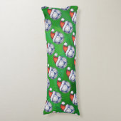 Coussins Longs Motif de la balle de soccer en bleu et blanc (Devant (Vertical))