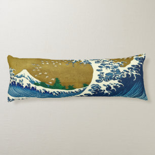Coussins Longs Motif de la Grande Vague de Hokusai : Art Ukiyo-e 