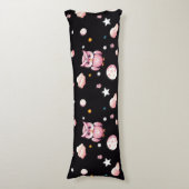 Coussins Longs Motif de la lune de Chouette rose (Devant (Vertical))