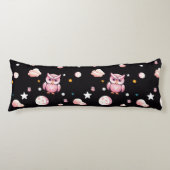 Coussins Longs Motif de la lune de Chouette rose (Devant)