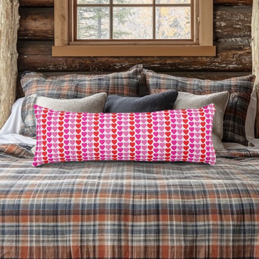 Coussins Longs Motif de la Saint-Valentin Cœurs Fuchsia Rose Roug
