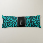 Coussins Longs motif de léopard turquoise (Dos)