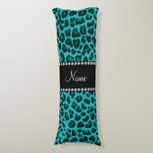 Coussins Longs motif de léopard turquoise (Devant (Vertical))
