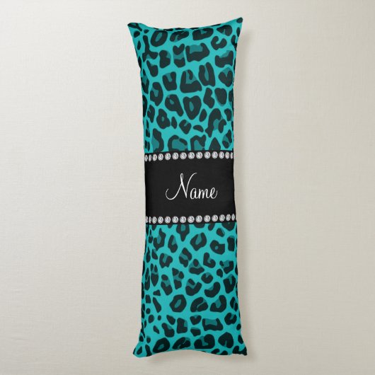 Coussins Longs motif de léopard turquoise (Dos (Vertical))