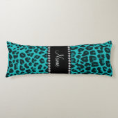 Coussins Longs motif de léopard turquoise (Devant)