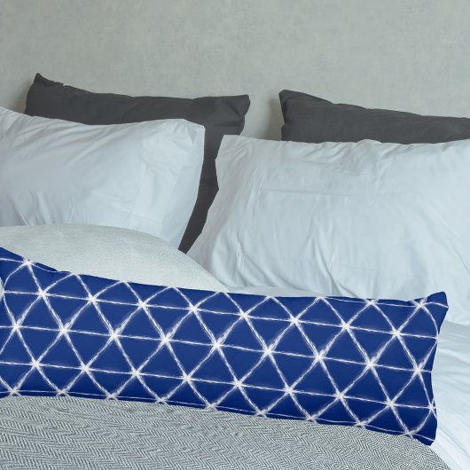Coussins Longs Motif de lignes Shibori bleu et blanc