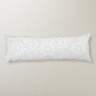 Coussins Longs Motif de mandala minimaliste blanc sur blanc