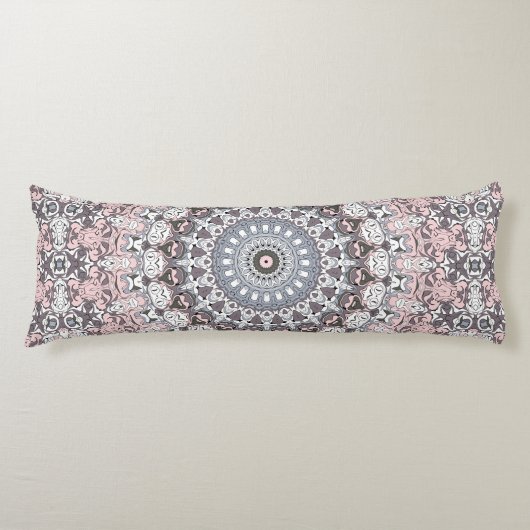 Coussins Longs Motif de mandala rose et blanc (Devant)