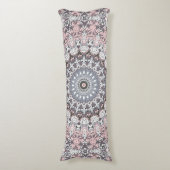 Coussins Longs Motif de mandala rose gris et blanc (Devant (Vertical))