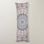 Coussins Longs Motif de mandala rose gris et blanc (Dos (Vertical))