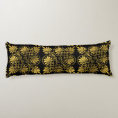 Coussins Longs Motif de méandre grec antique en or noir (Dos)
