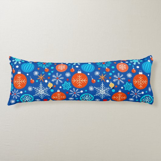 Coussins Longs Motif de Noël bleu (Devant)