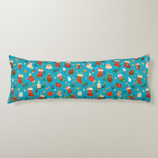 Coussins Longs Motif de Noël festif avec chaussettes (Devant)