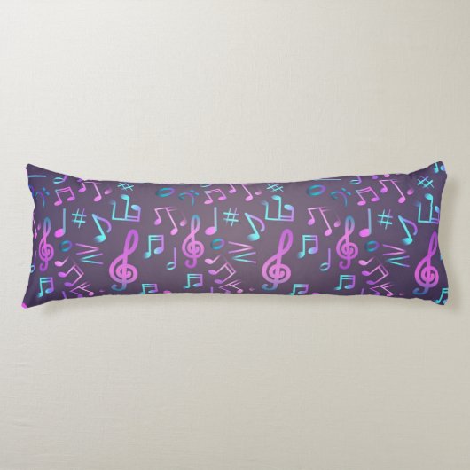 Coussins Longs Motif de notes musicales (Devant)