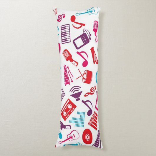 Coussins Longs Motif de notes musicales (Devant (Vertical))
