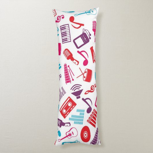 Coussins Longs Motif de notes musicales (Dos (Vertical))