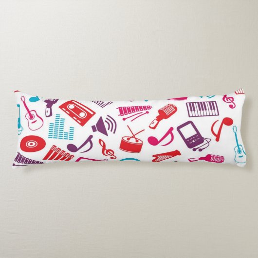 Coussins Longs Motif de notes musicales (Devant)