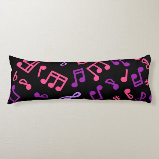 Coussins Longs Motif de notes musicales (Devant)