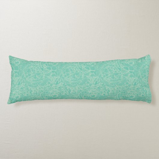 Coussins Longs Motif de pivoine de turquoise (Devant)