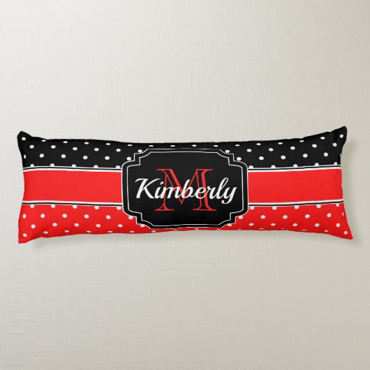 Coussins Longs Motif de points noirs et rouges (Dos)