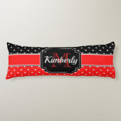 Coussins Longs Motif de points noirs et rouges (Devant)