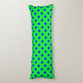 Coussins Longs Motif de pois bleus sur fond vert (Dos (Vertical))