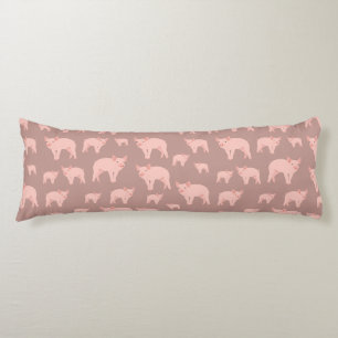 Coussins Longs Motif de porc rose